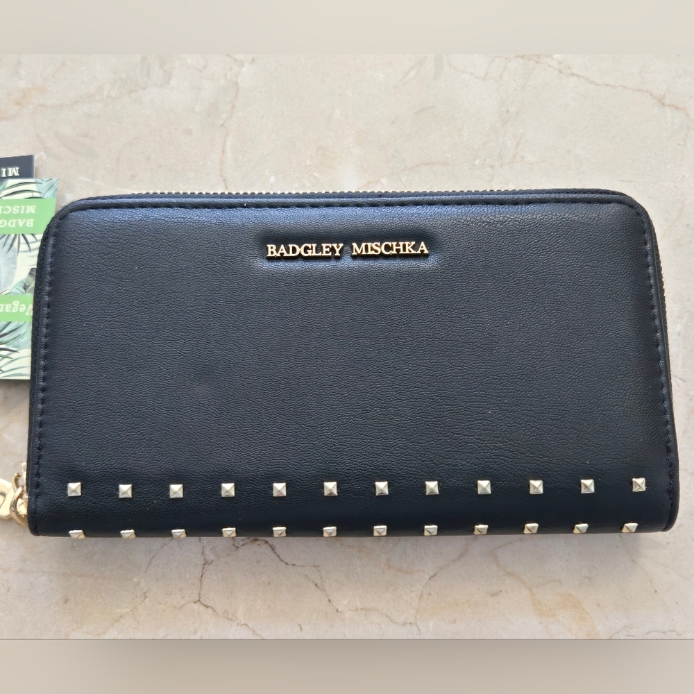 Badgley Mischka Black Studded Wallet
